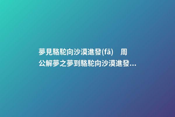 夢見駱駝向沙漠進發(fā)　周公解夢之夢到駱駝向沙漠進發(fā)
